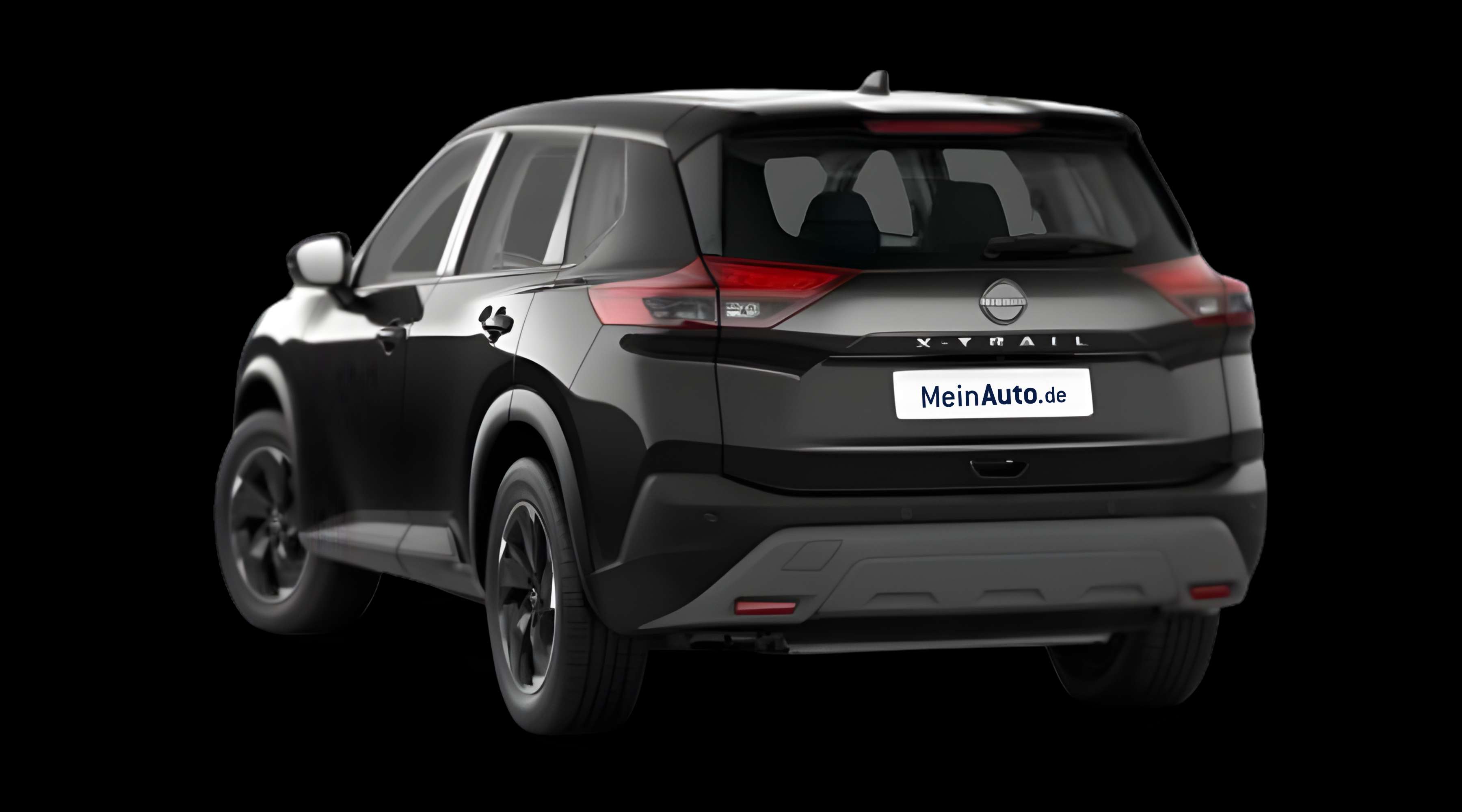 Schräge Heckansicht eines Nissan X-TRAIL, freigestellt