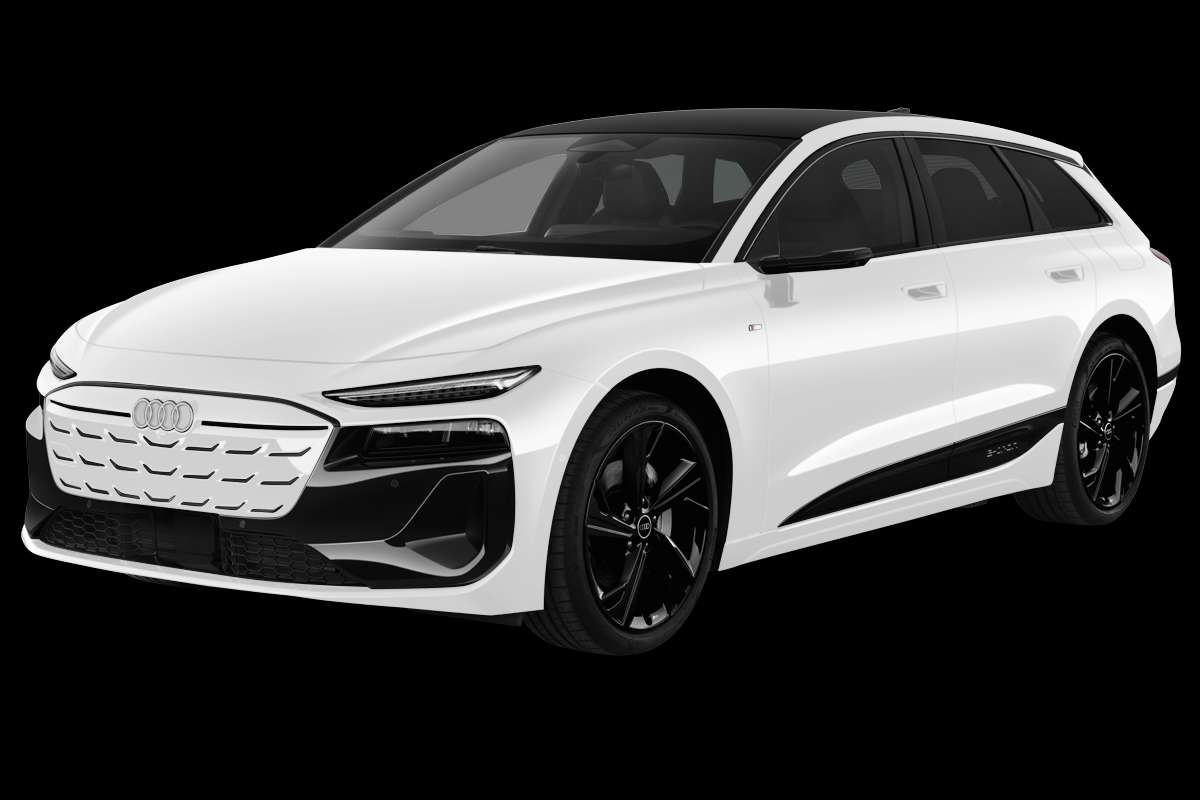 Schräge Frontansicht eines Audi A6 e-tron, freigestellt