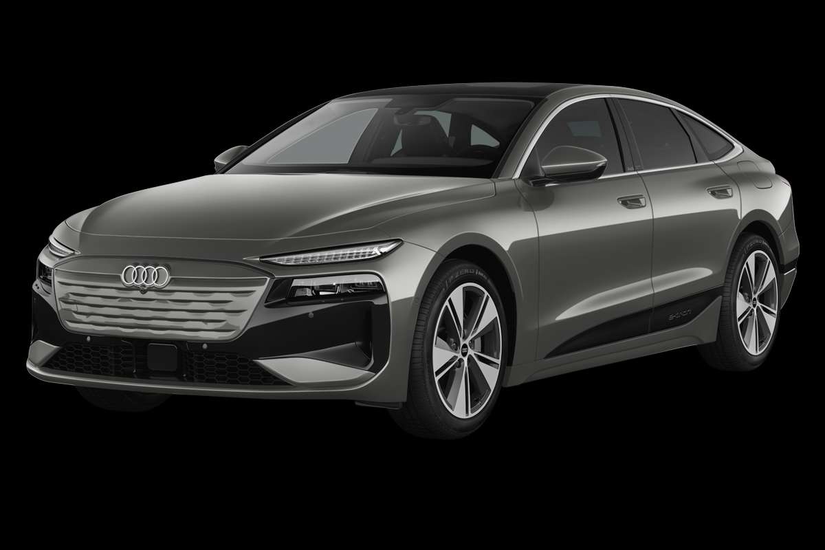 Schräge Frontansicht eines Audi A6 e-tron, freigestellt