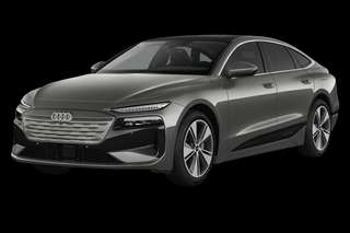 Schräge Frontansicht auf einen Audi A6 e-tron , freigestellt