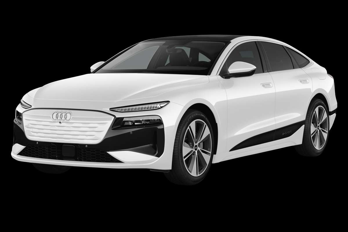 Schräge Frontansicht eines Audi A6 e-tron, freigestellt
