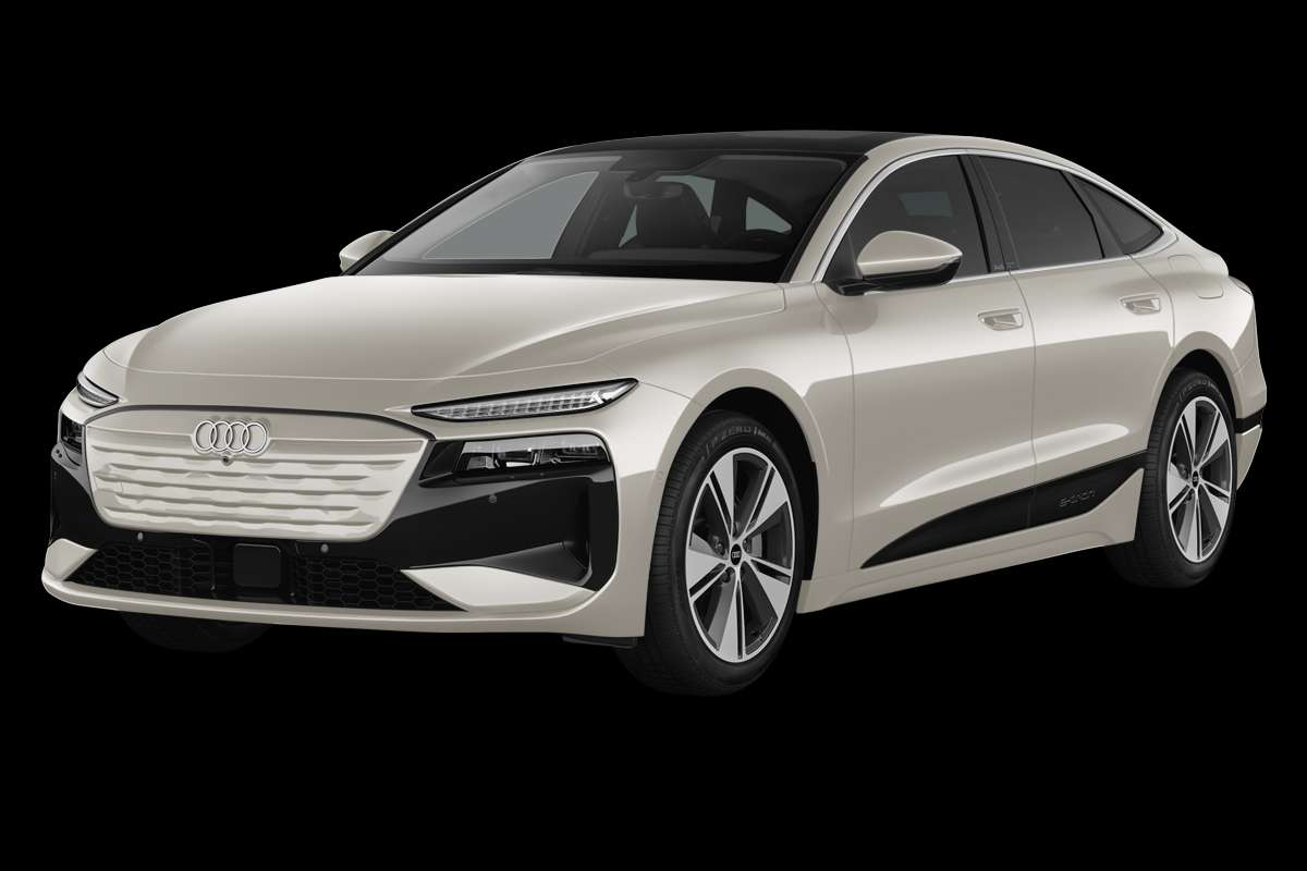 Schräge Frontansicht eines Audi A6 e-tron, freigestellt