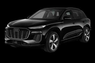 Schräge Frontansicht auf einen Audi Q6 e-tron , freigestellt