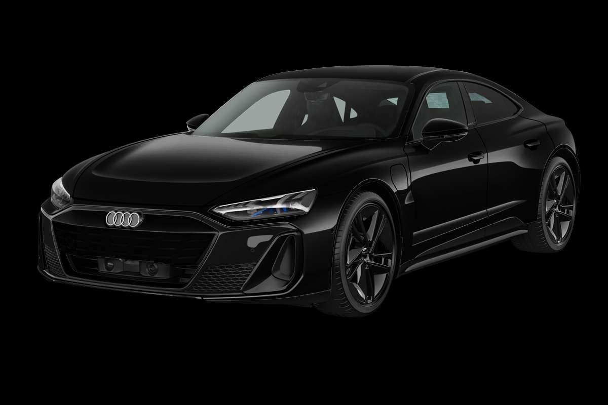 Schräge Frontansicht eines Audi e-tron GT, freigestellt