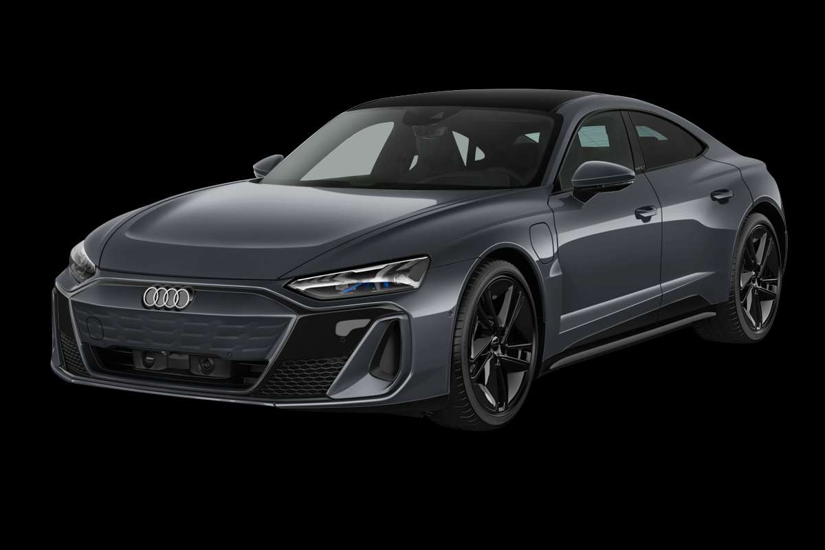 Schräge Frontansicht eines Audi e-tron GT, freigestellt