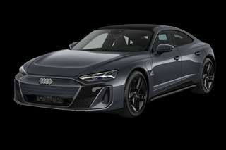 Schräge Frontansicht auf einen Audi e-tron GT , freigestellt