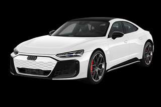 Schräge Frontansicht auf einen Audi e-tron GT RS, freigestellt