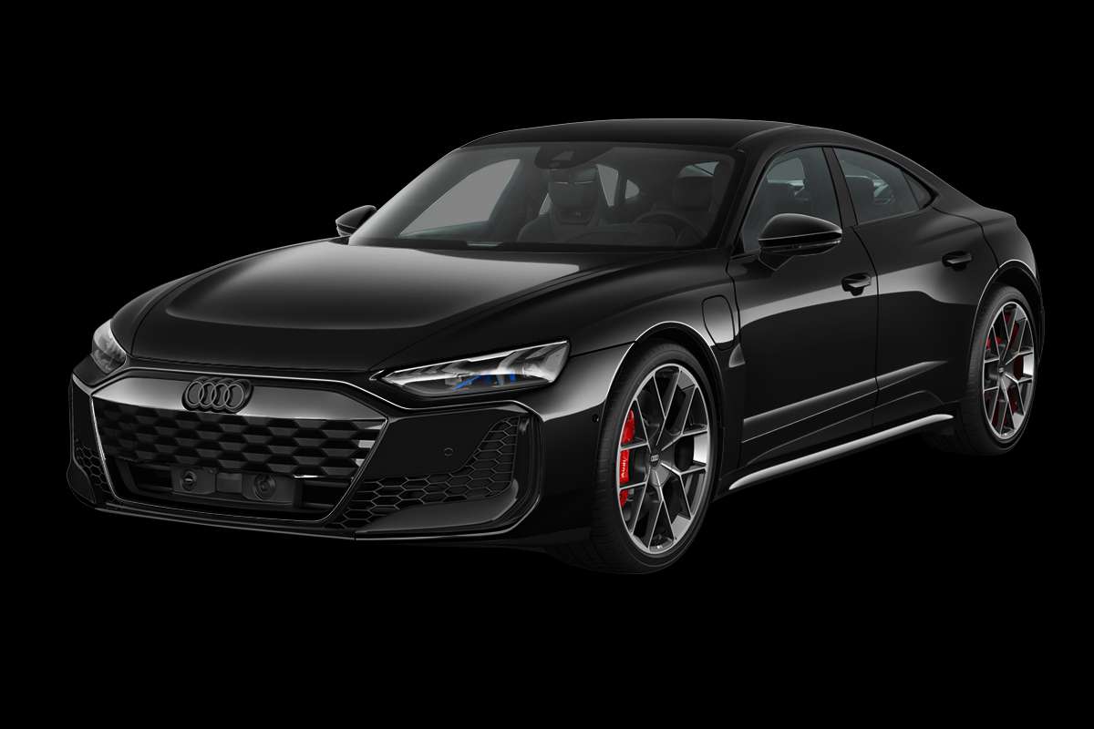 Schräge Frontansicht eines Audi e-tron GT, freigestellt