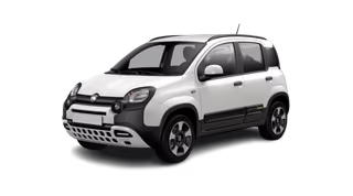 Schräge Frontansicht auf einen Fiat Pandina Cross, freigestellt