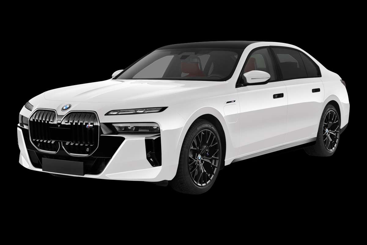 Schräge Frontansicht eines BMW 7er-Reihe, freigestellt