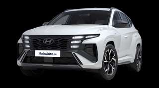 Schräge Frontansicht auf einen Hyundai Tucson N Line, freigestellt