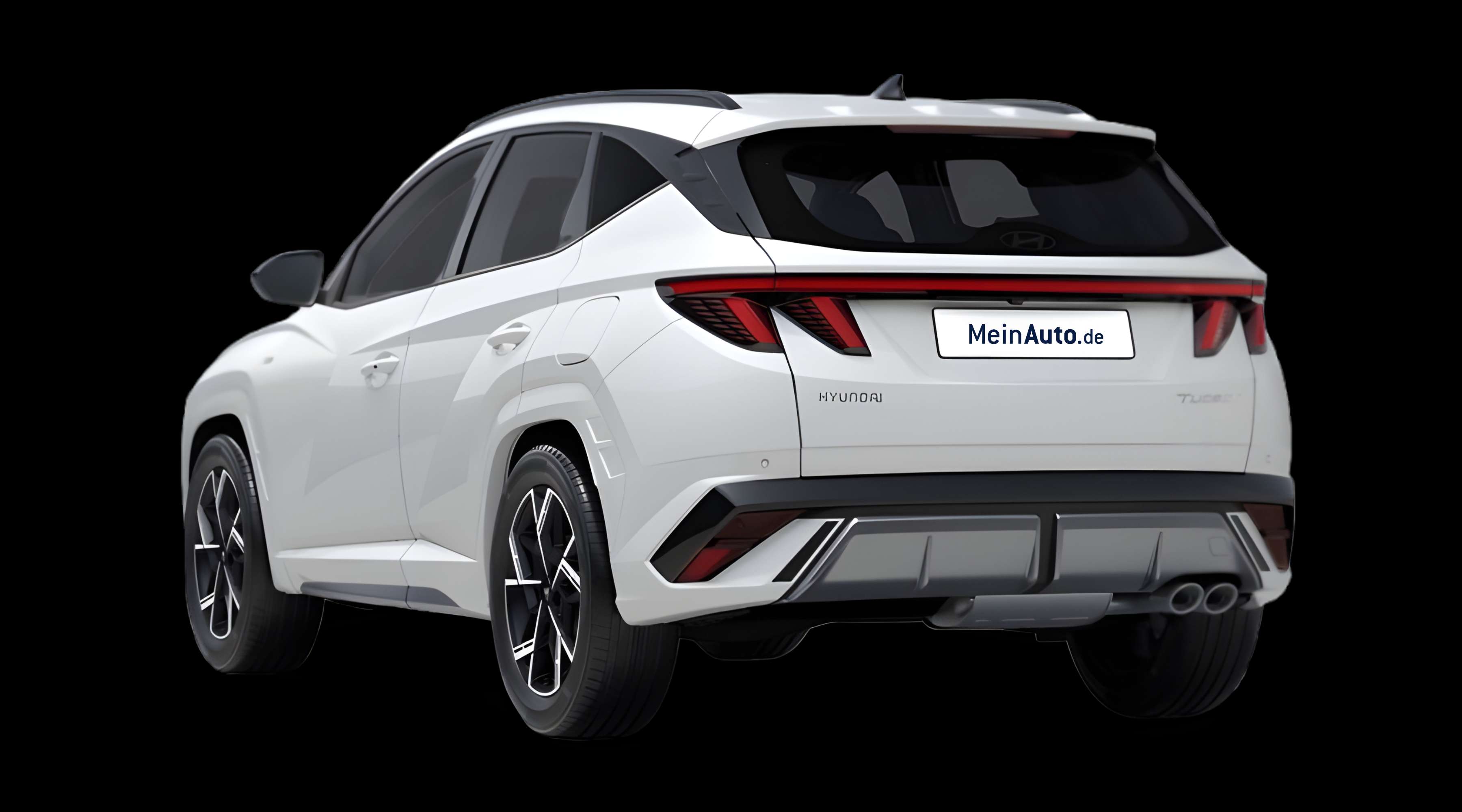 Schräge Heckansicht eines Hyundai Tucson, freigestellt