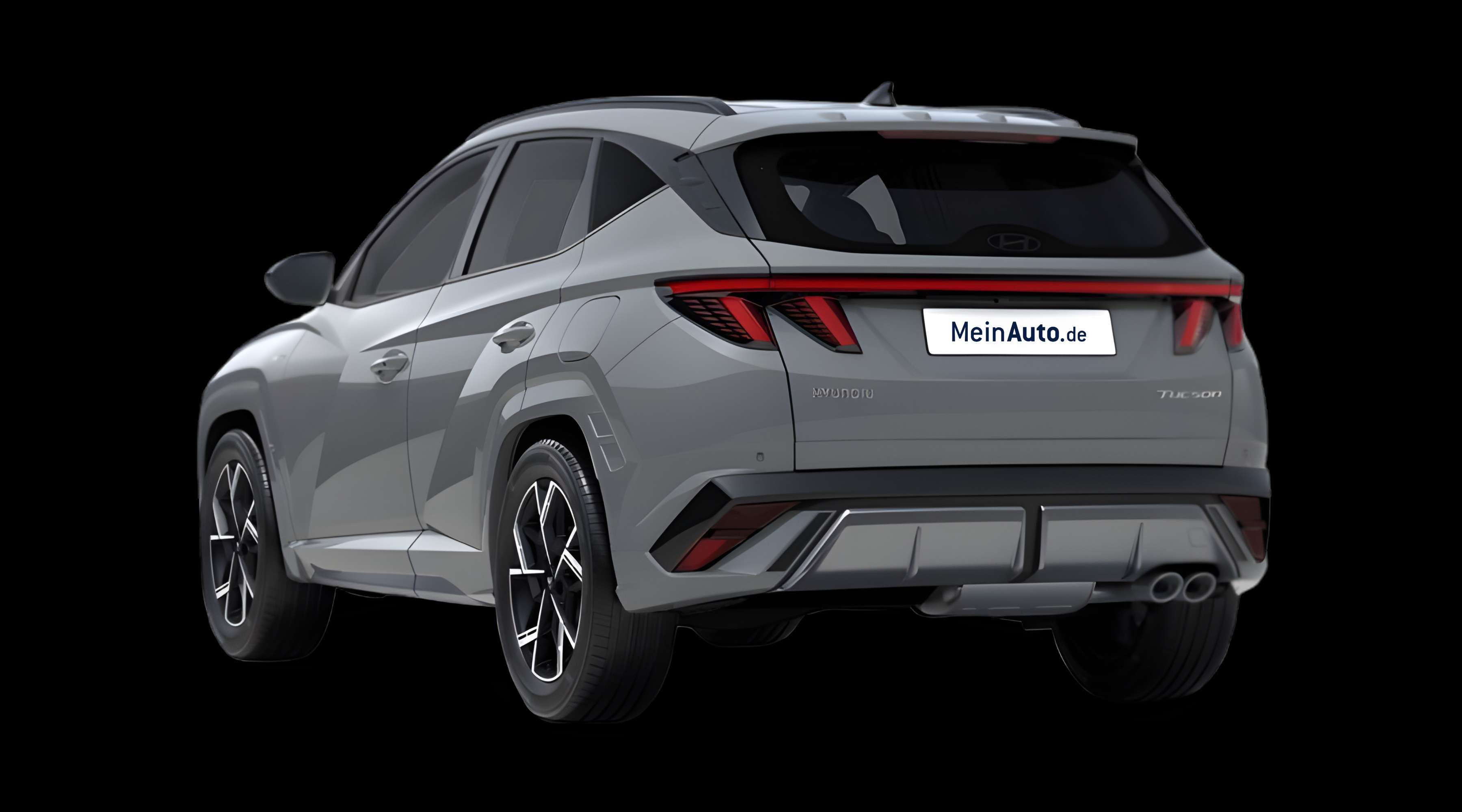Schräge Heckansicht eines Hyundai Tucson, freigestellt