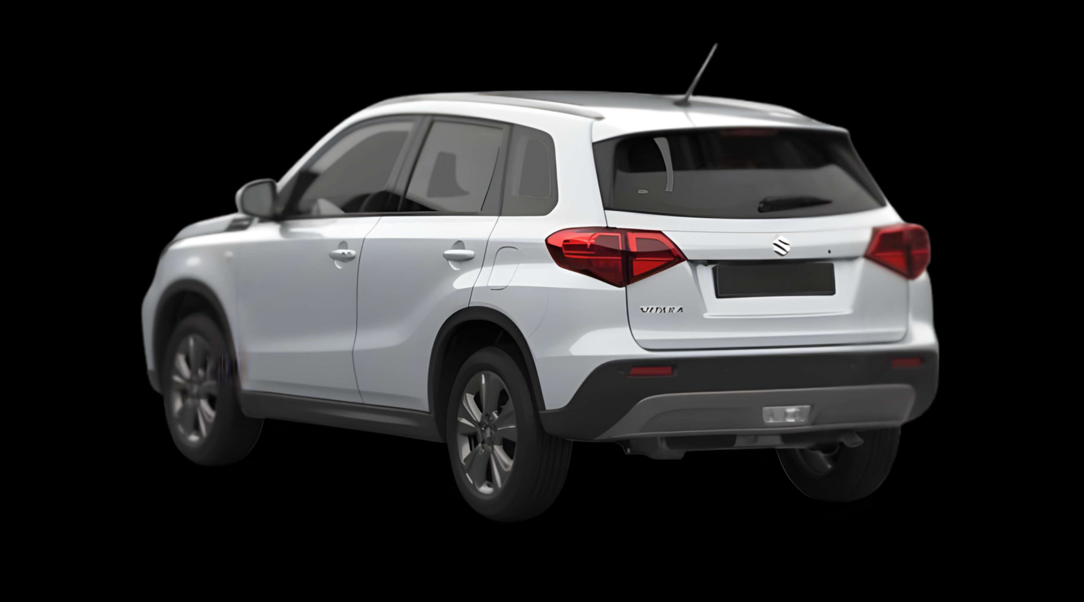 Schräge Heckansicht eines Suzuki Vitara, freigestellt