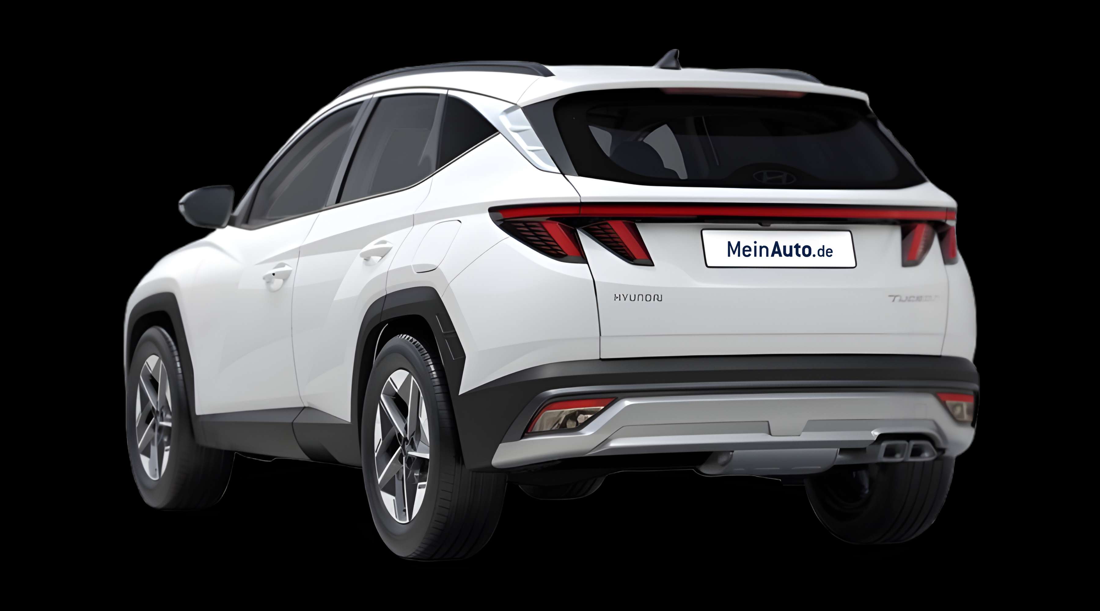 Schräge Heckansicht eines Hyundai Tucson, freigestellt