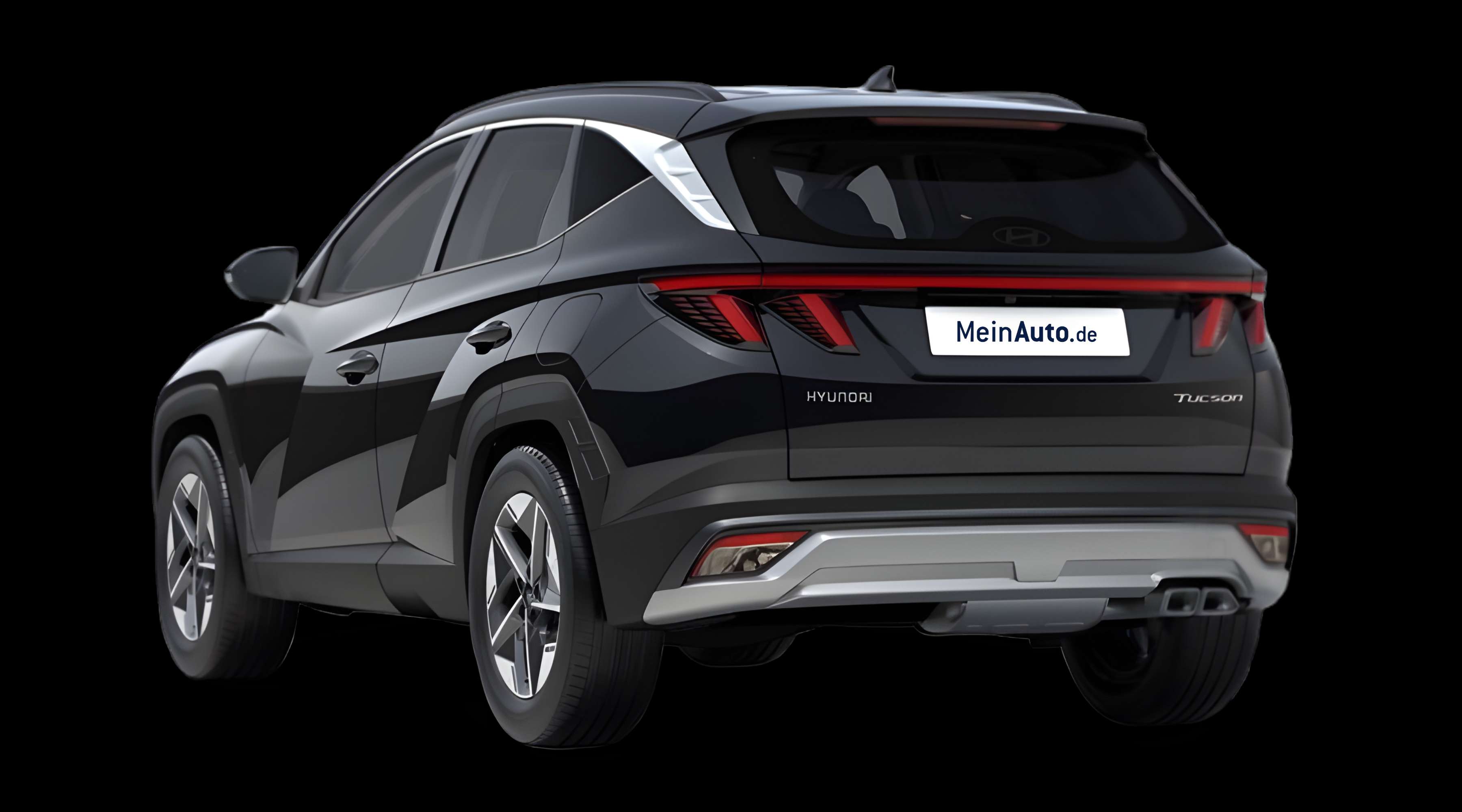 Schräge Heckansicht eines Hyundai Tucson, freigestellt