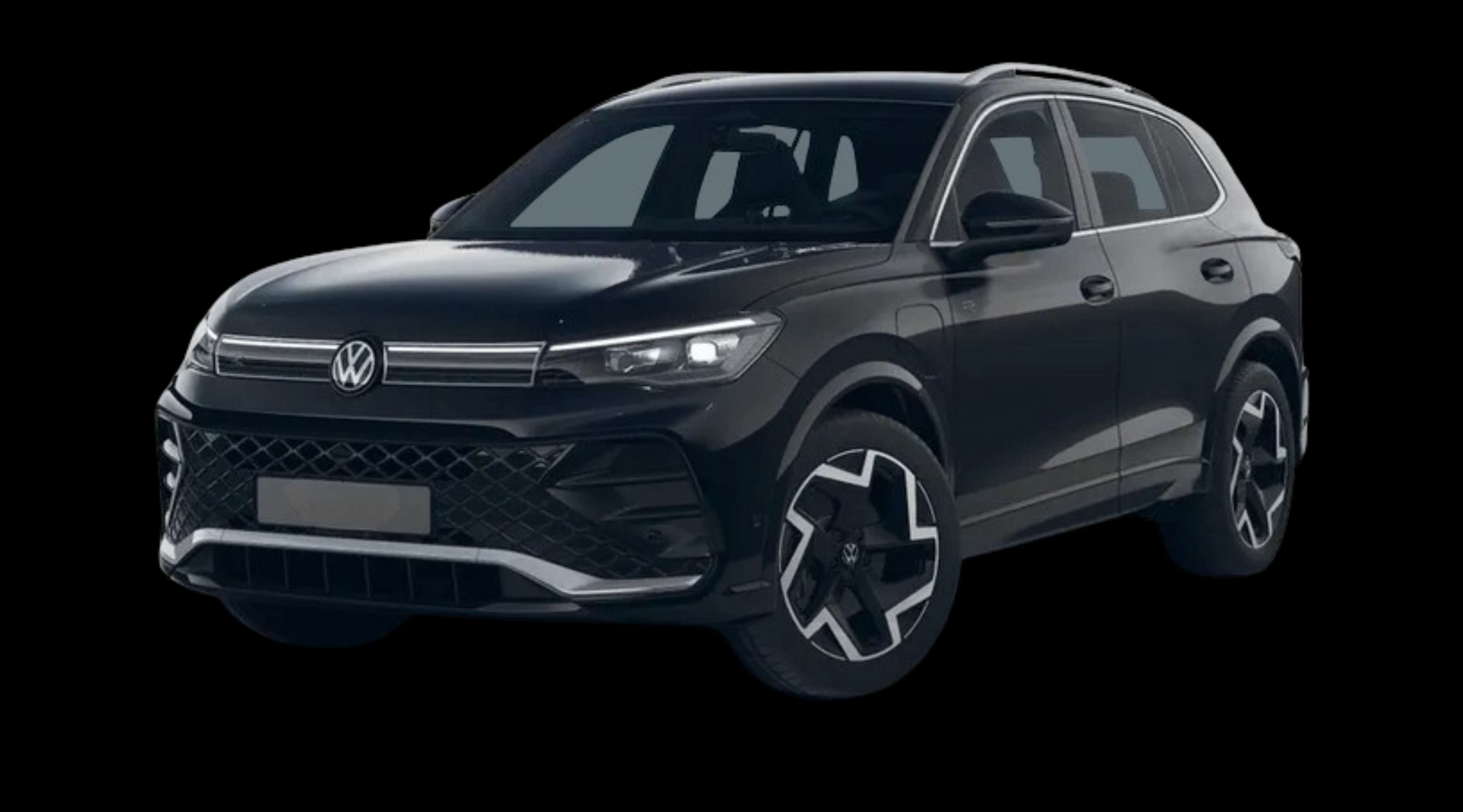 Schräge Frontansicht eines Volkswagen Tiguan, freigestellt