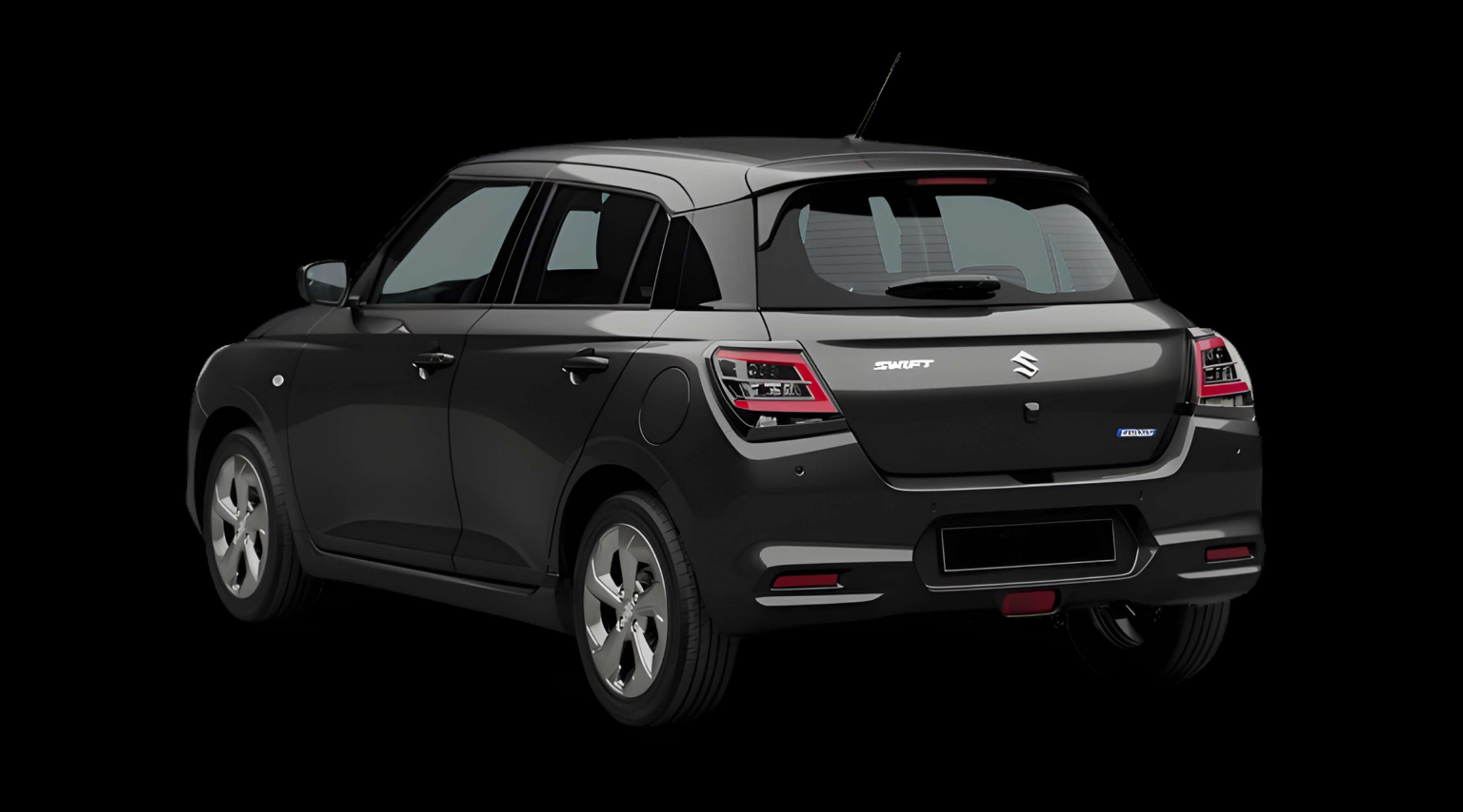 Schräge Heckansicht eines Suzuki Swift, freigestellt