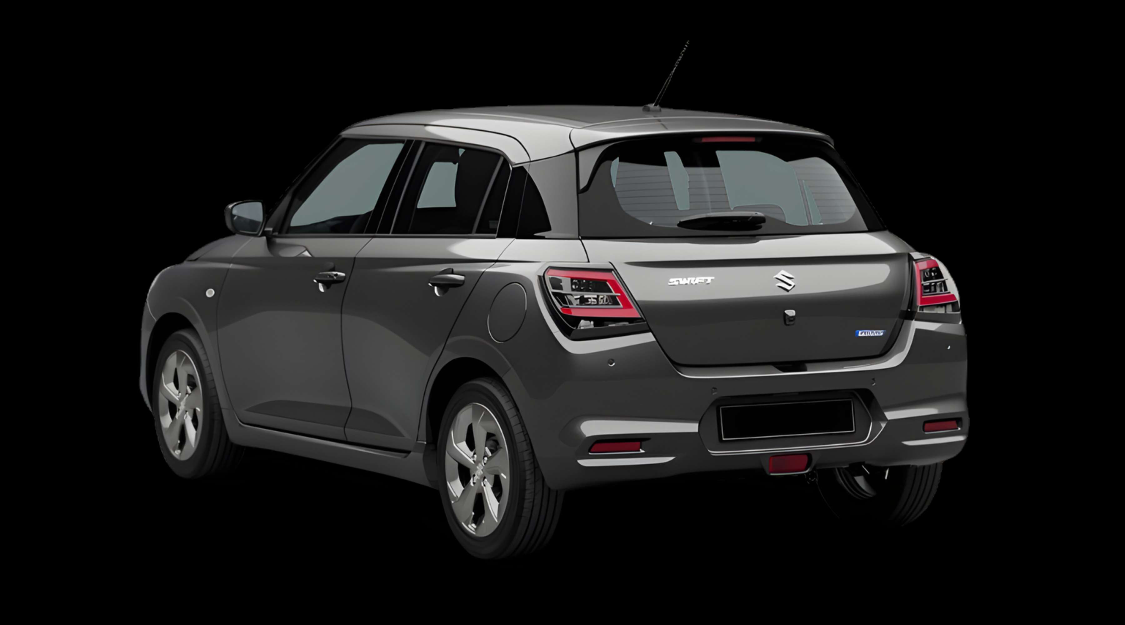 Schräge Heckansicht eines Suzuki Swift, freigestellt