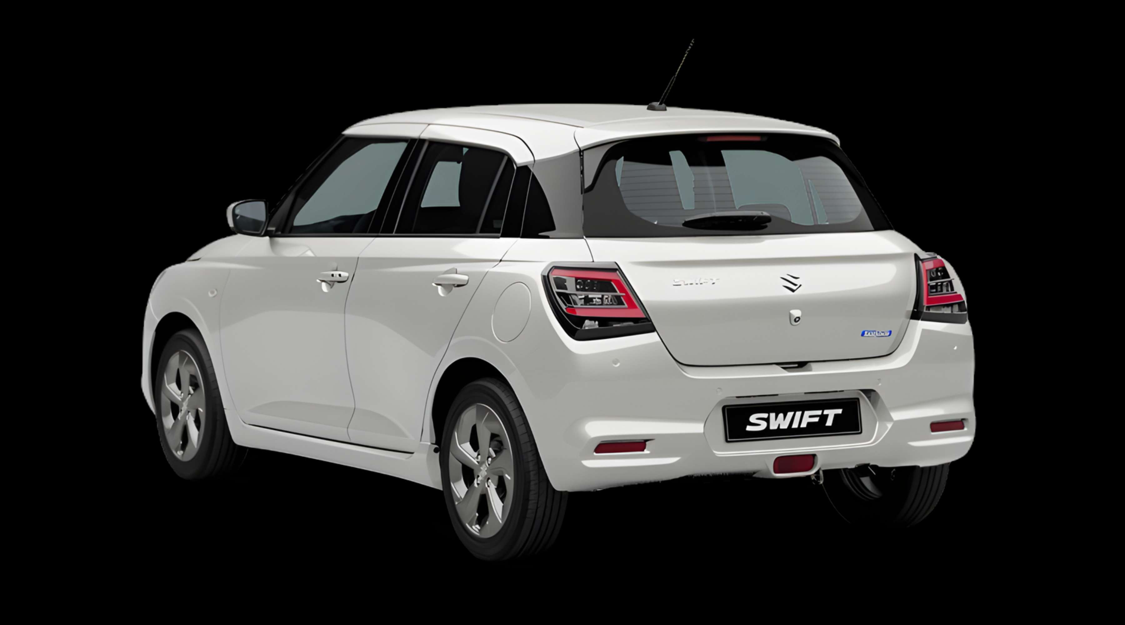 Schräge Heckansicht eines Suzuki Swift, freigestellt