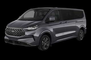 Schräge Frontansicht auf einen Ford Tourneo Custom Sport, freigestellt