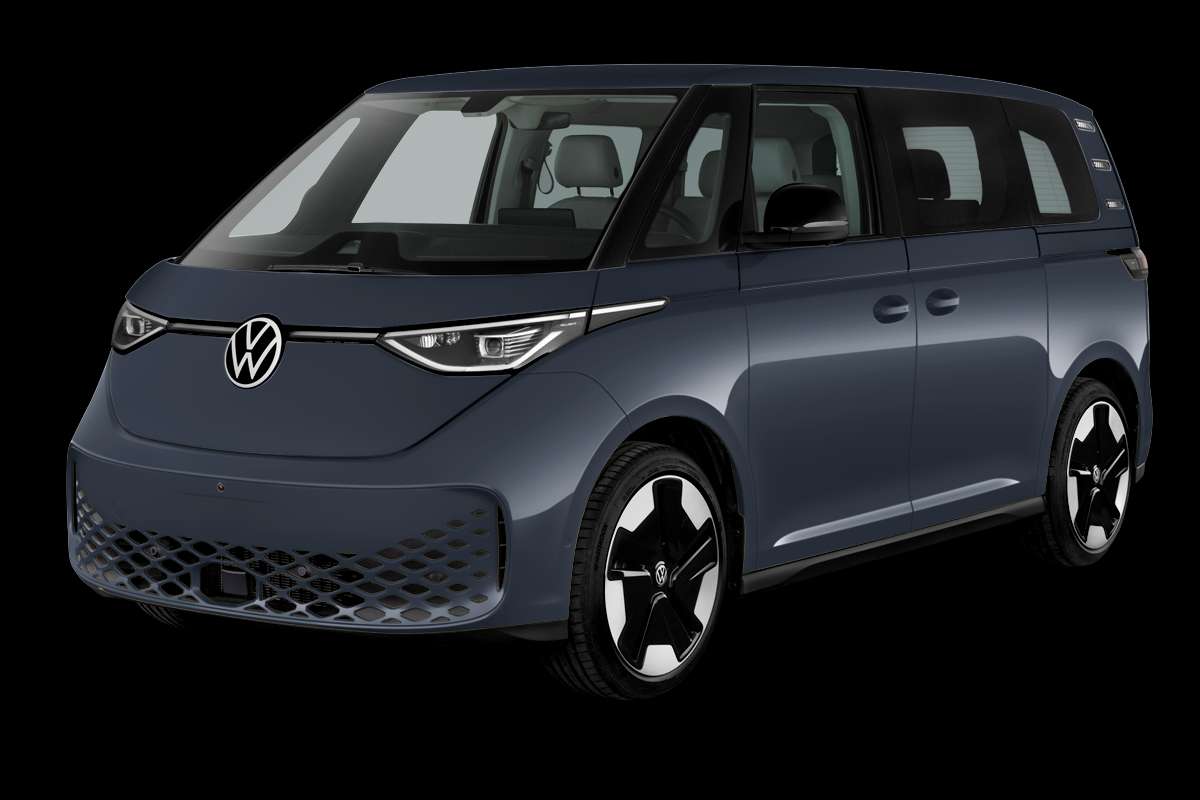 Schräge Frontansicht eines Volkswagen ID. BUZZ, freigestellt