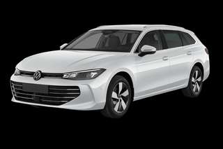 Schräge Frontansicht auf einen Volkswagen Passat Business, freigestellt
