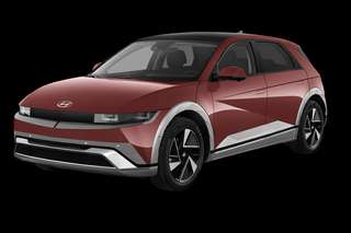 Schräge Frontansicht auf einen Hyundai IONIQ 5 Uniq, freigestellt