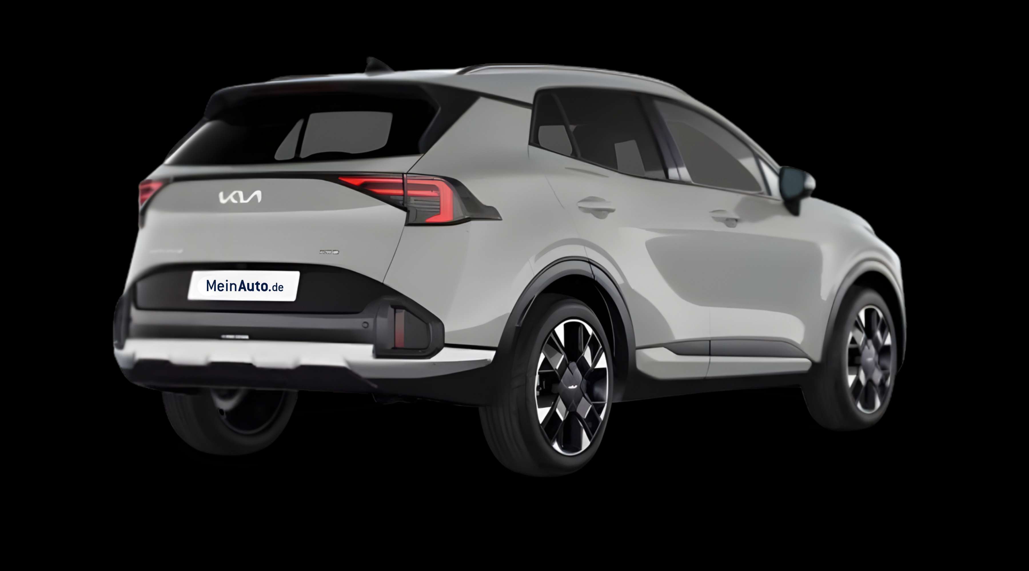 Schräge Heckansicht eines Kia Sportage, freigestellt