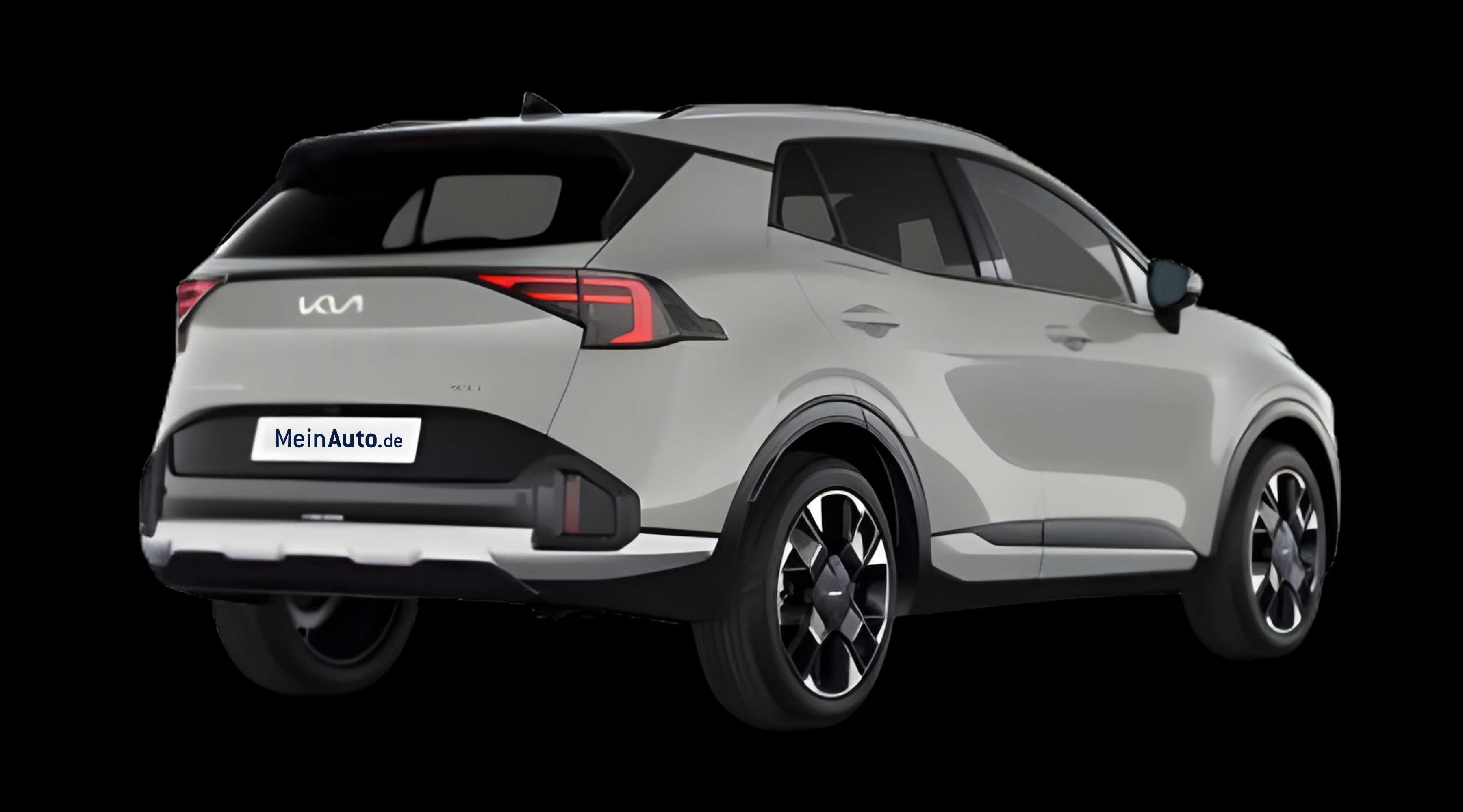 Schräge Heckansicht eines Kia Sportage, freigestellt