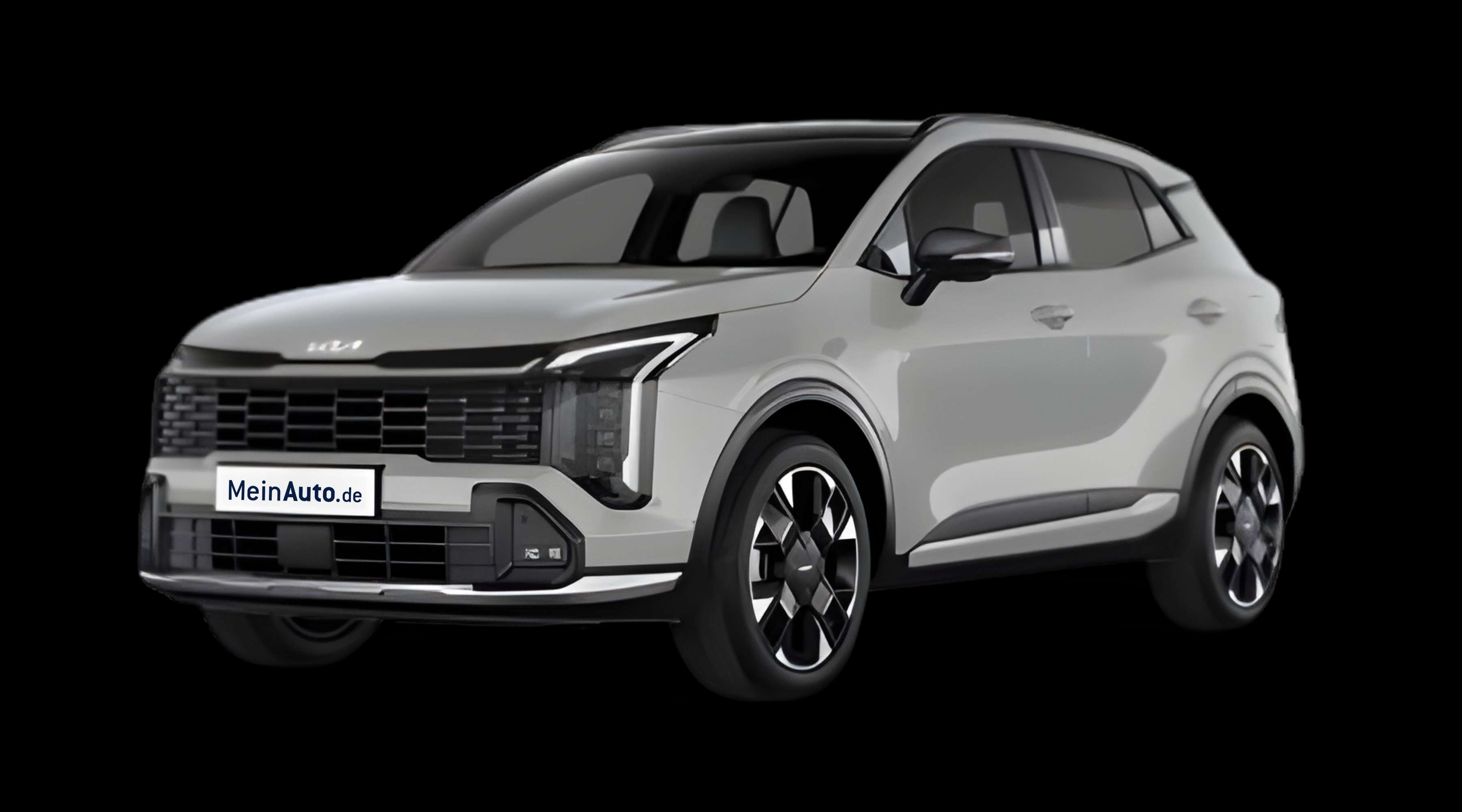 Schräge Frontansicht eines Kia Sportage, freigestellt