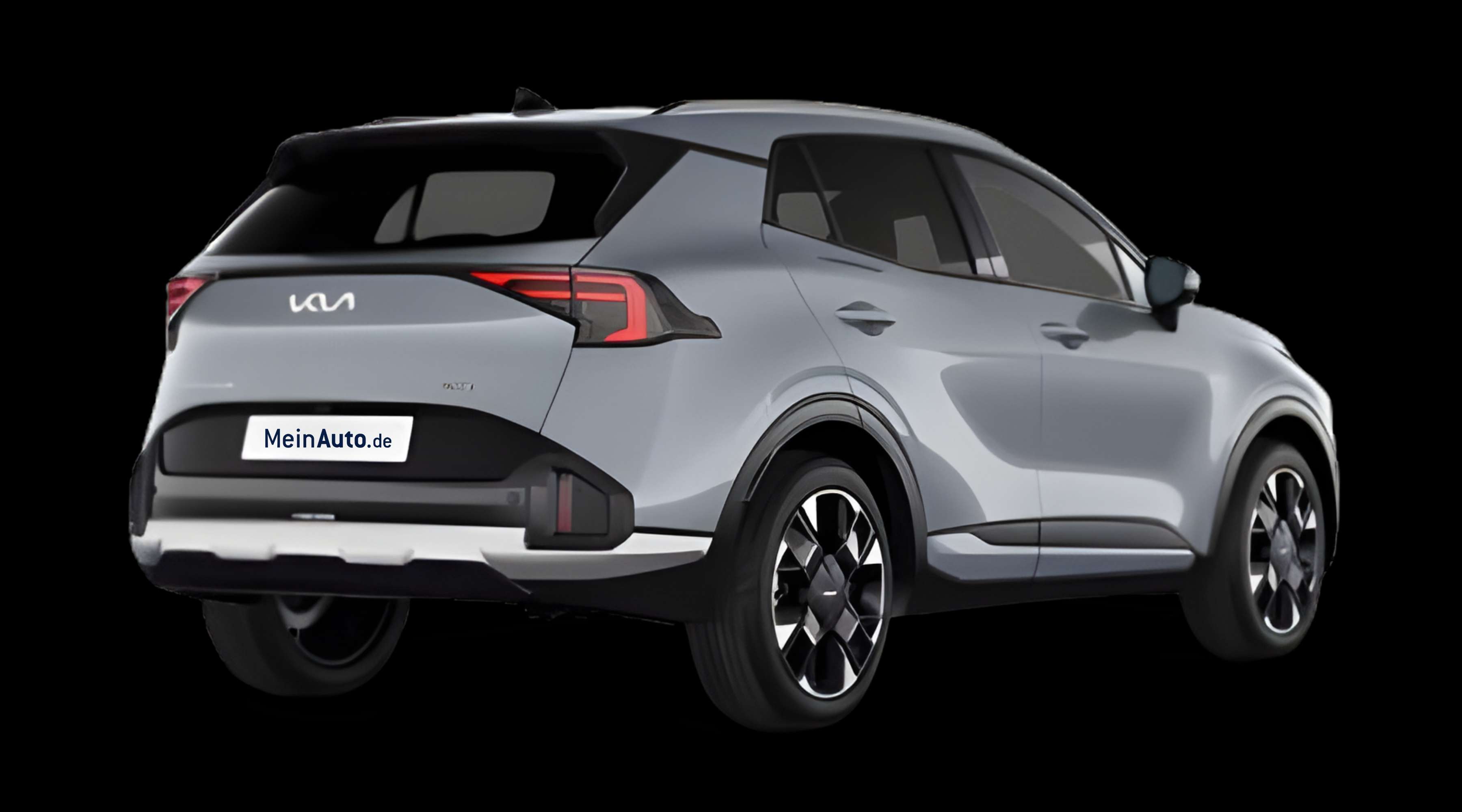 Schräge Heckansicht eines Kia Sportage, freigestellt