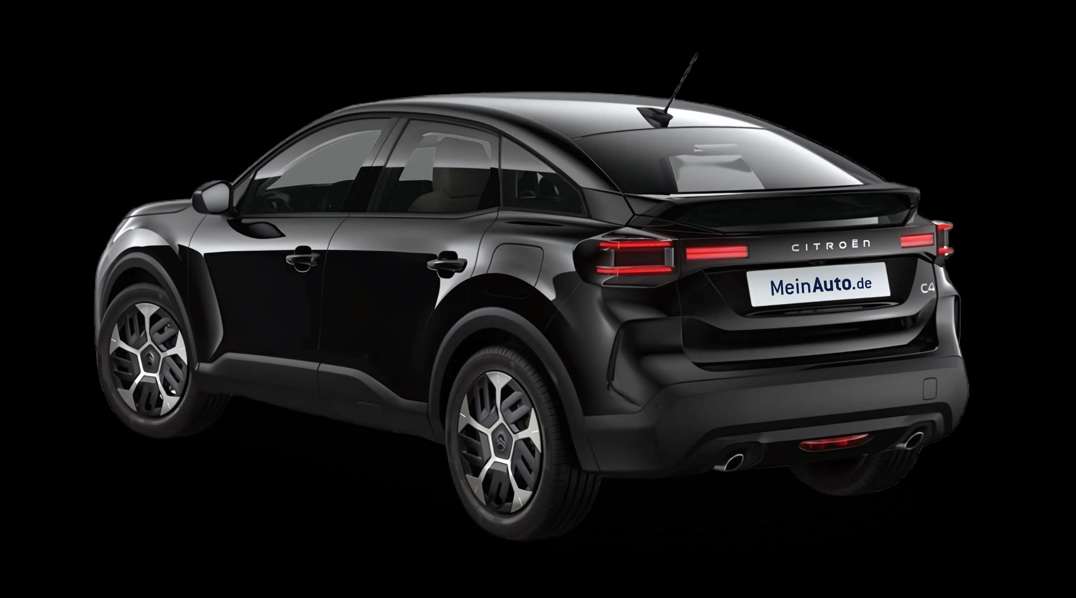 Schräge Heckansicht eines Citroën C4, freigestellt