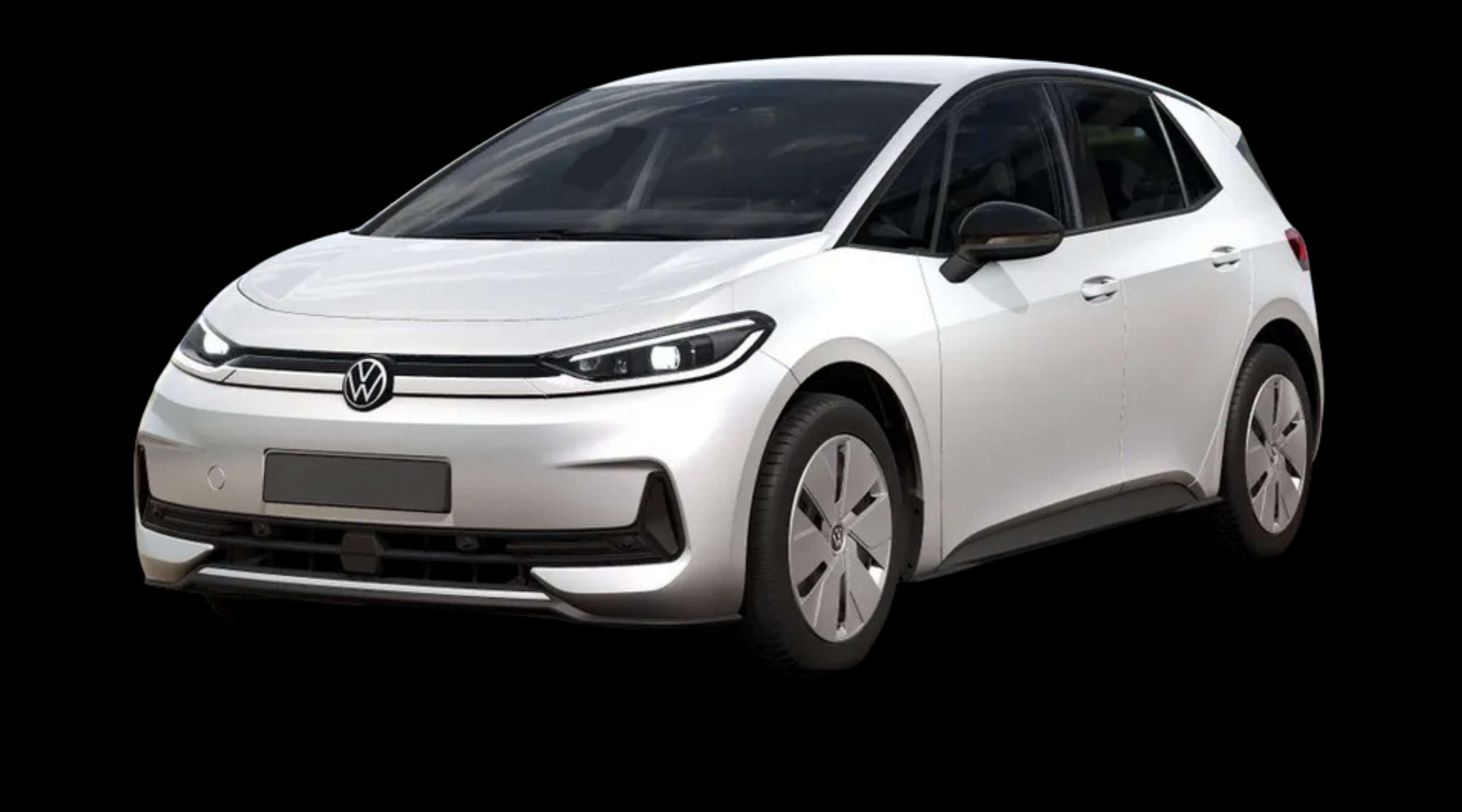 Schräge Frontansicht eines Volkswagen ID.3 Neo, freigestellt