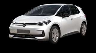 Schräge Frontansicht auf einen Volkswagen ID.3 Neo Trend, freigestellt