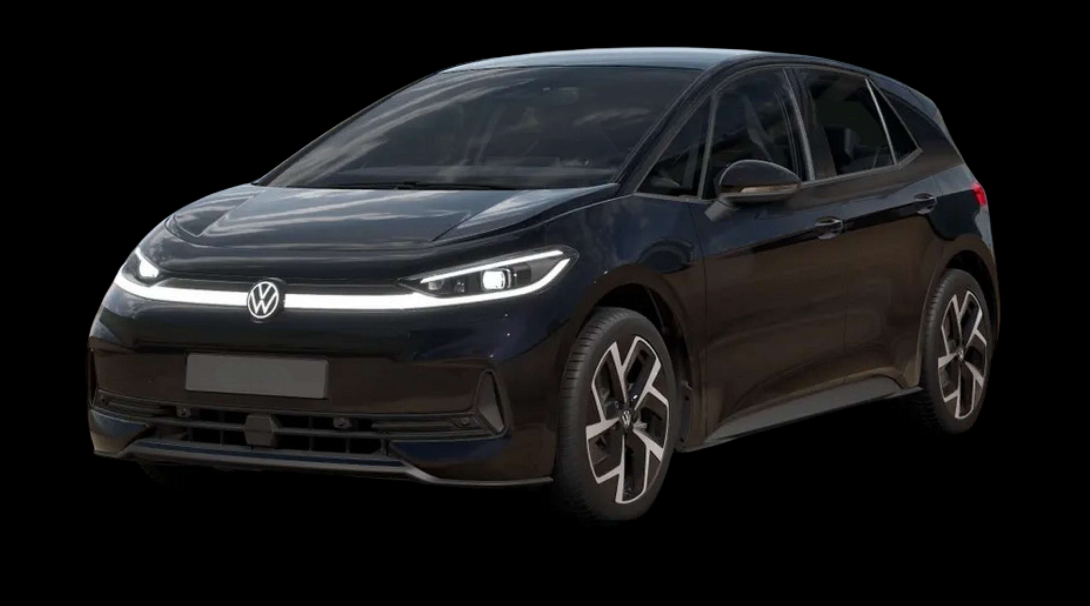 Schräge Frontansicht eines Volkswagen ID.3 Neo, freigestellt
