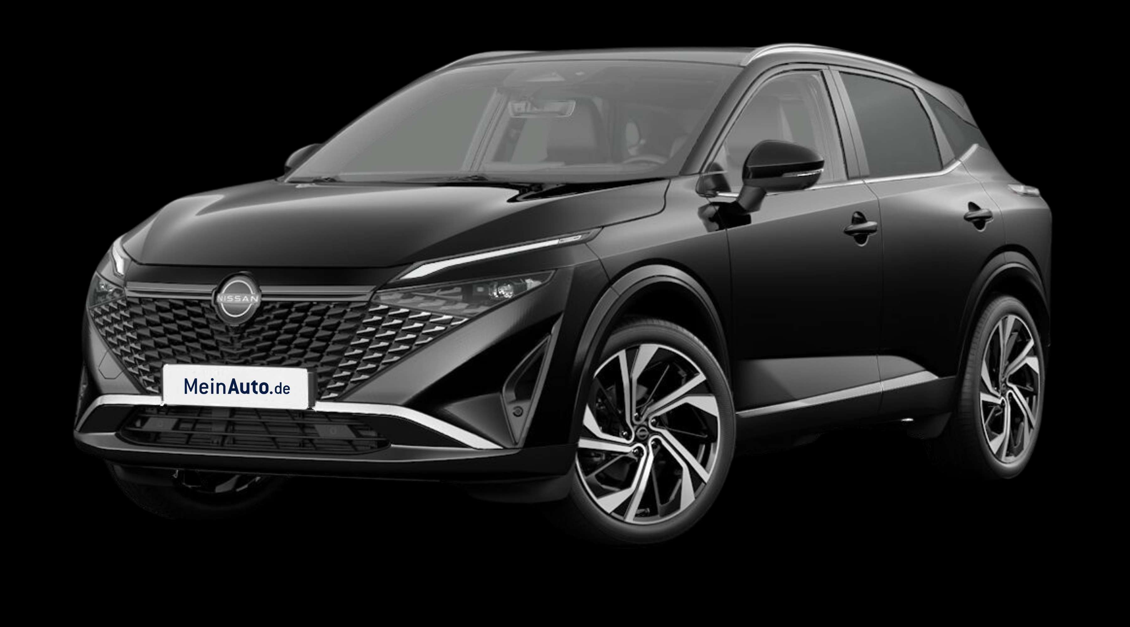 Schräge Frontansicht eines Nissan Qashqai, freigestellt