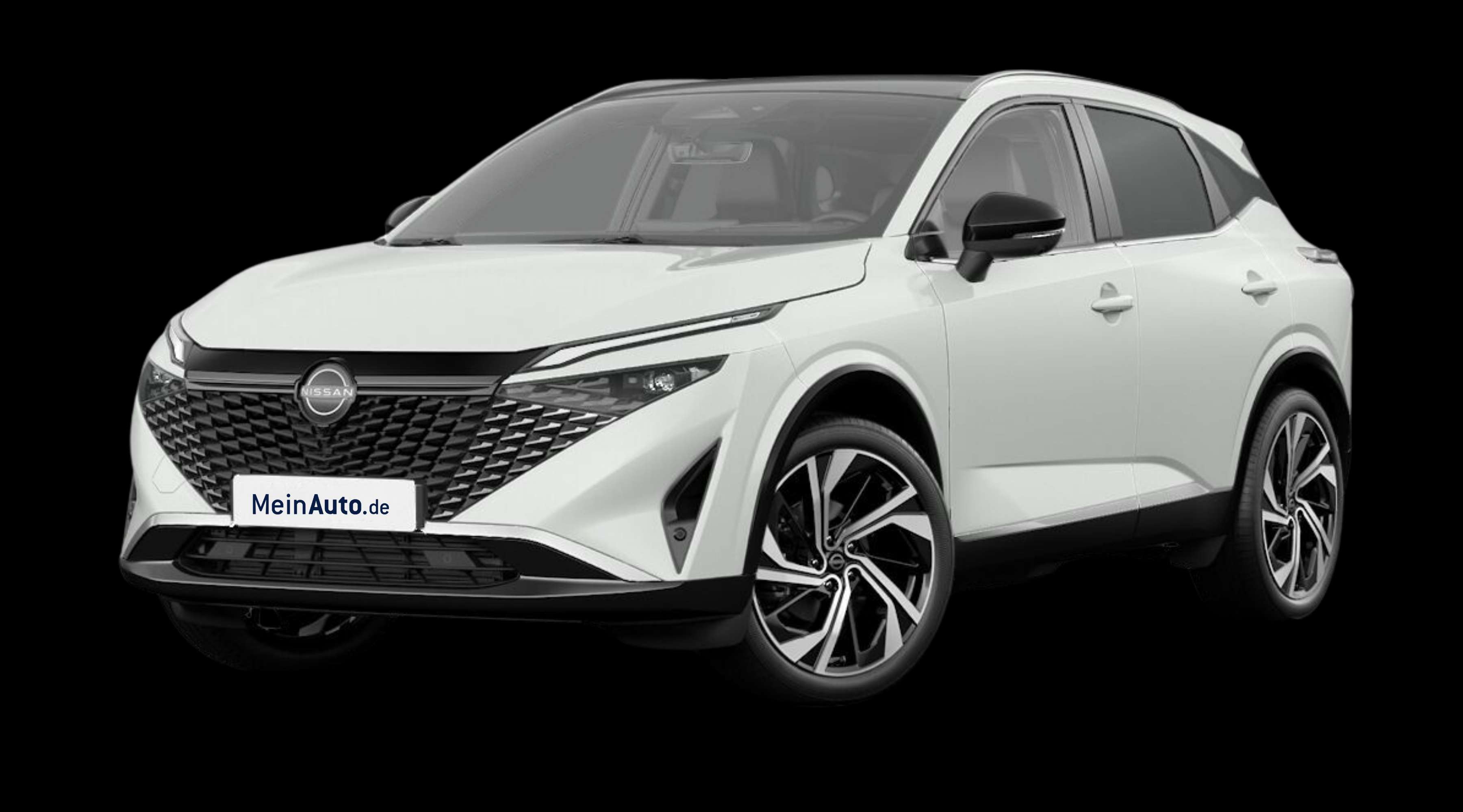 Schräge Frontansicht eines Nissan Qashqai, freigestellt