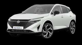 Schräge Frontansicht auf einen Nissan Qashqai Tekna, freigestellt
