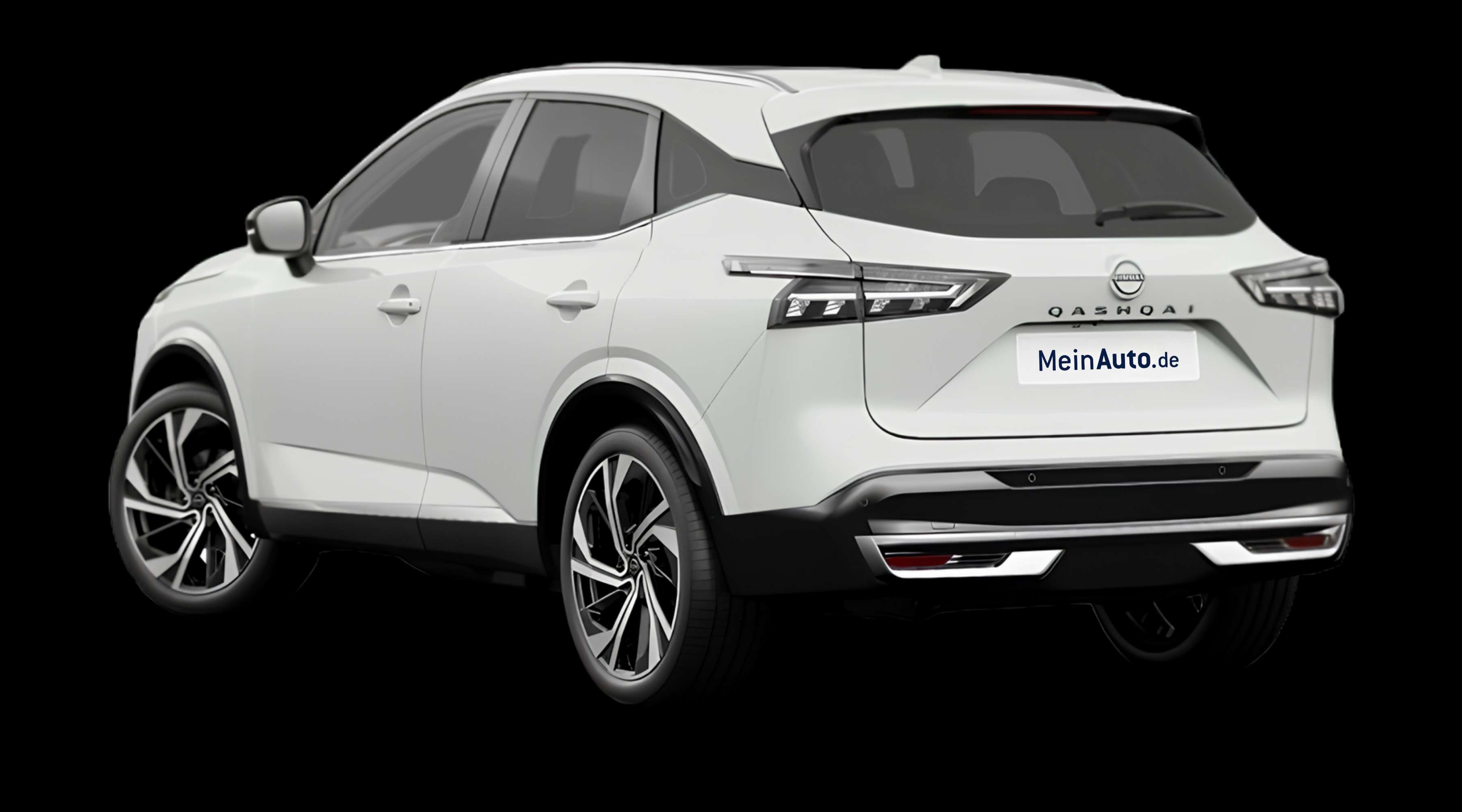 Schräge Heckansicht eines Nissan Qashqai, freigestellt