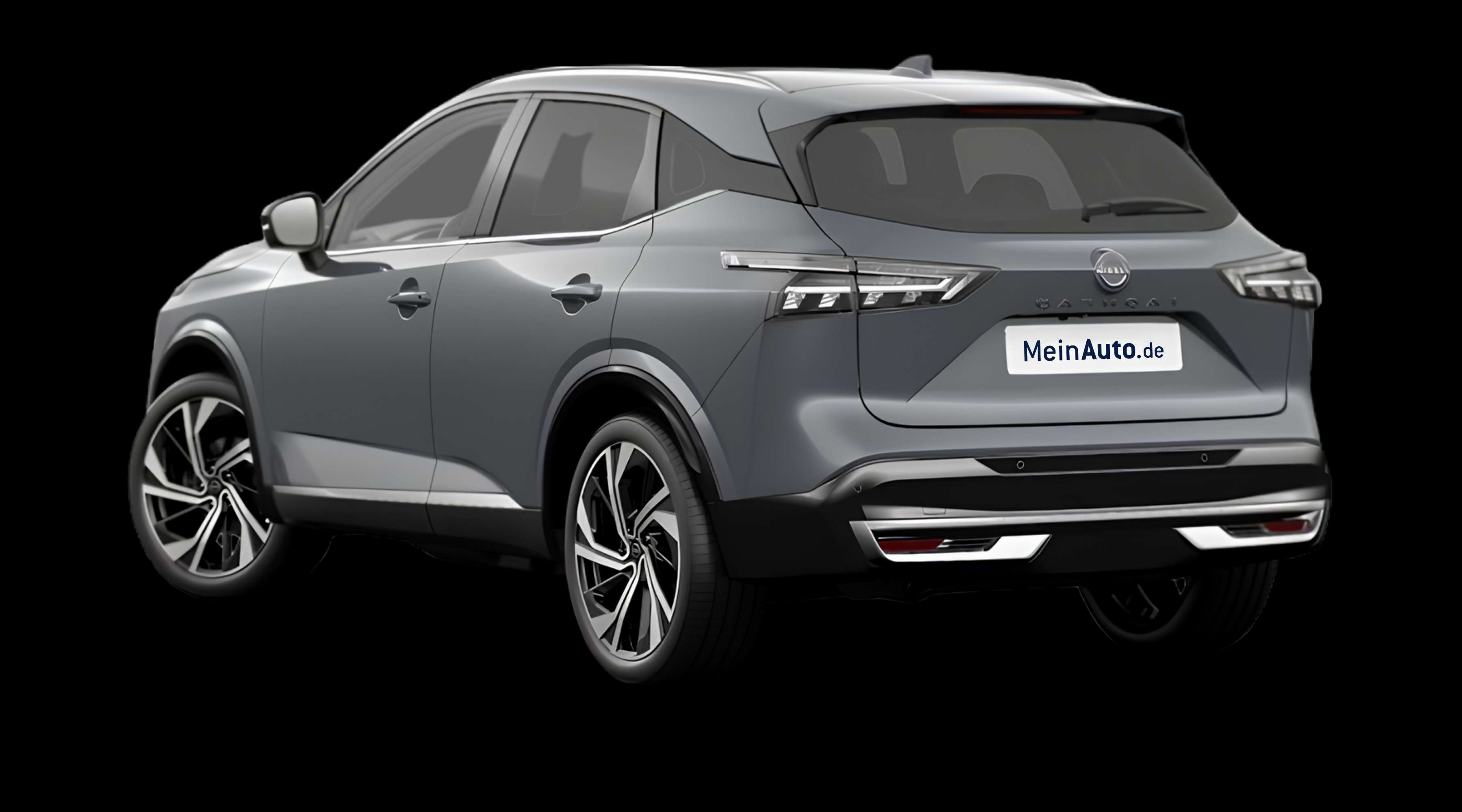 Schräge Heckansicht eines Nissan Qashqai, freigestellt