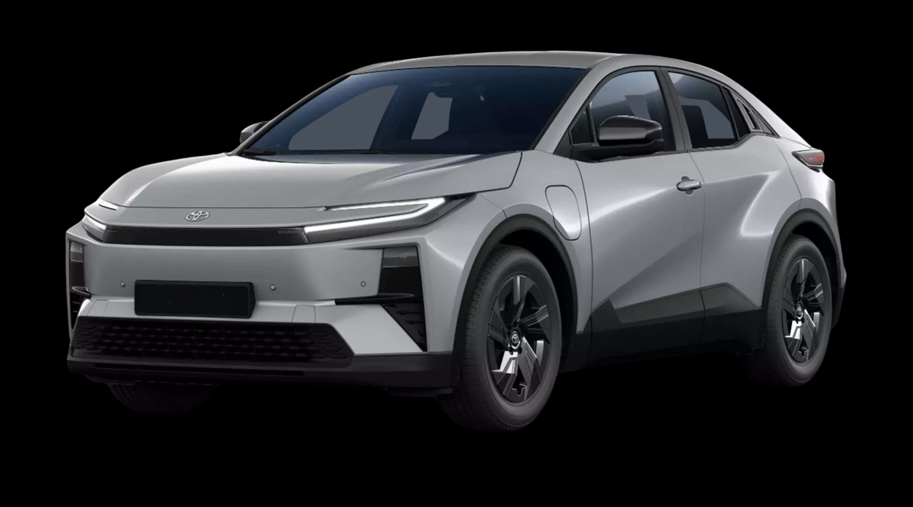 Schräge Frontansicht eines Toyota C-HR+, freigestellt