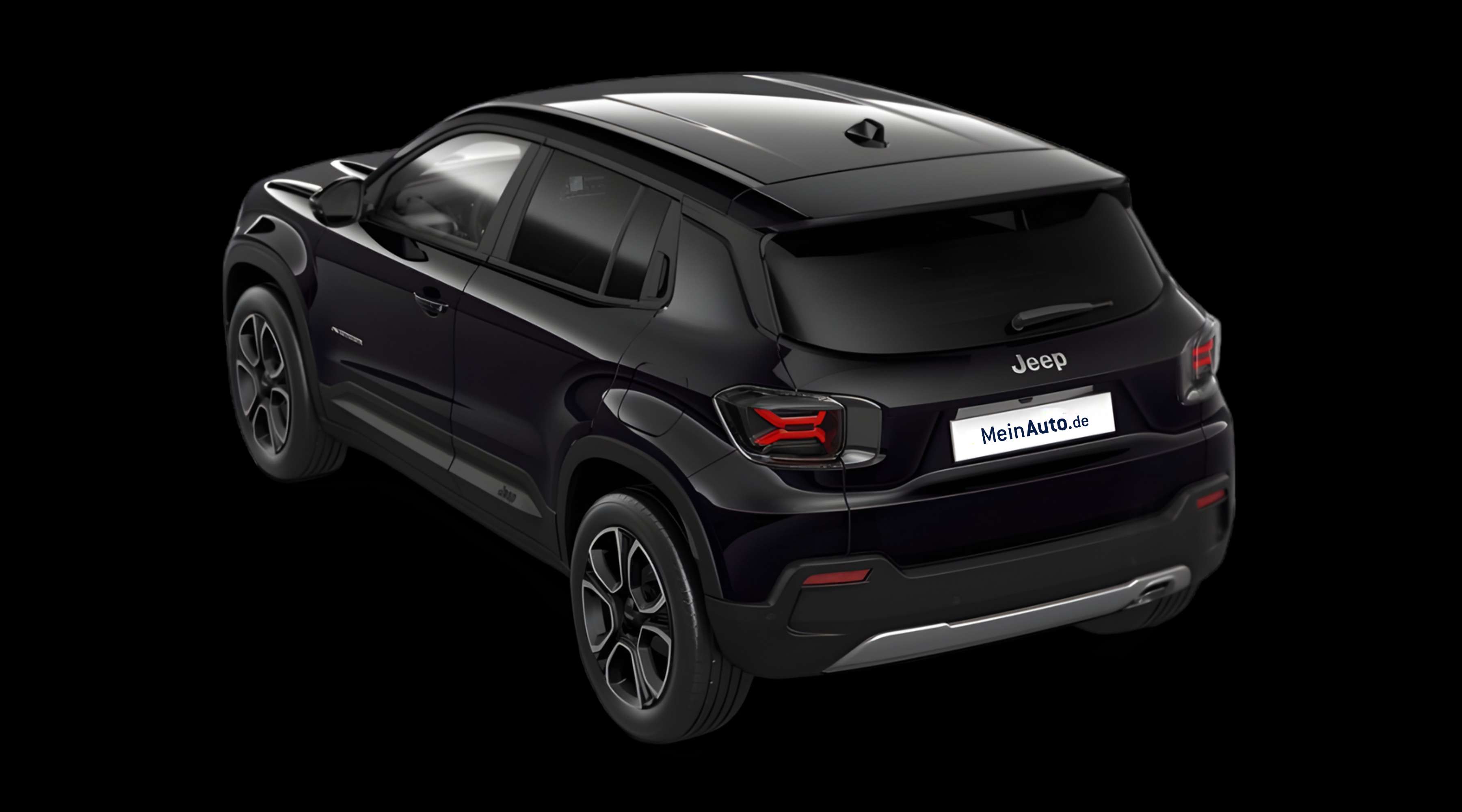 Schräge Heckansicht eines Jeep Avenger, freigestellt