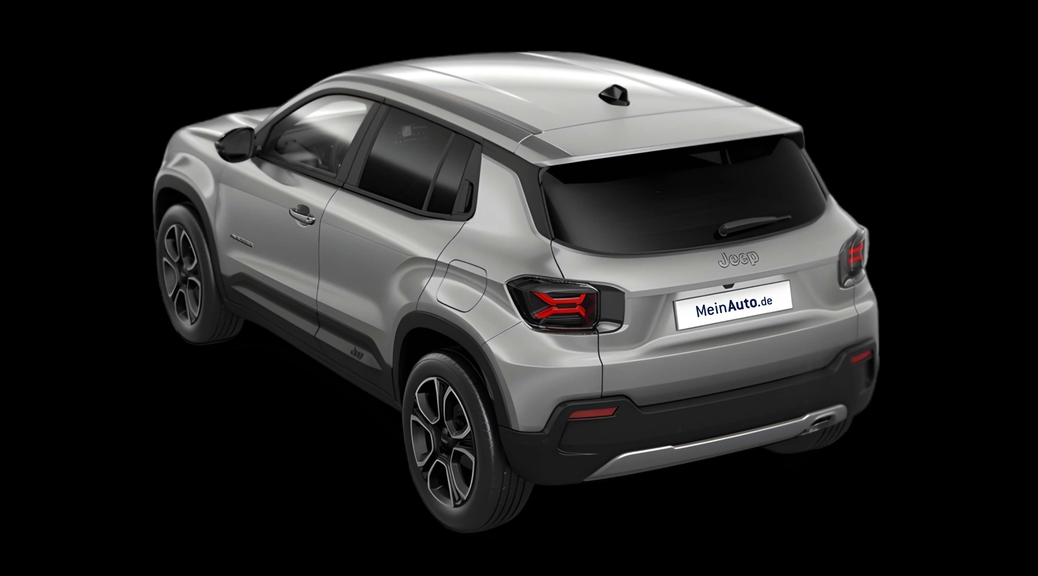 Schräge Heckansicht eines Jeep Avenger, freigestellt