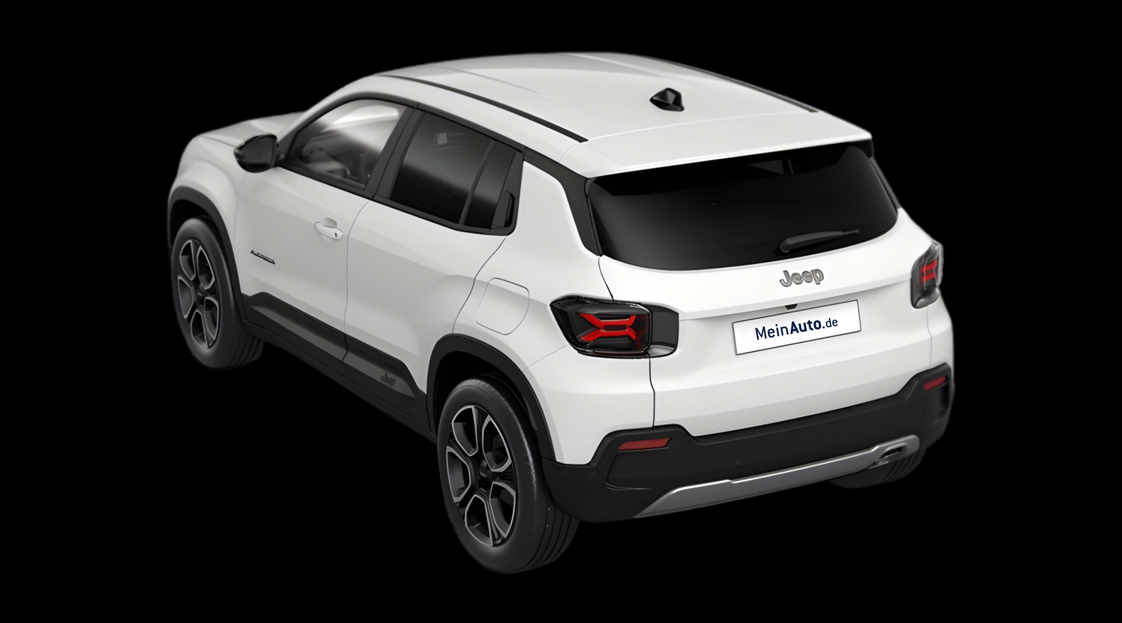 Schräge Heckansicht eines Jeep Avenger, freigestellt