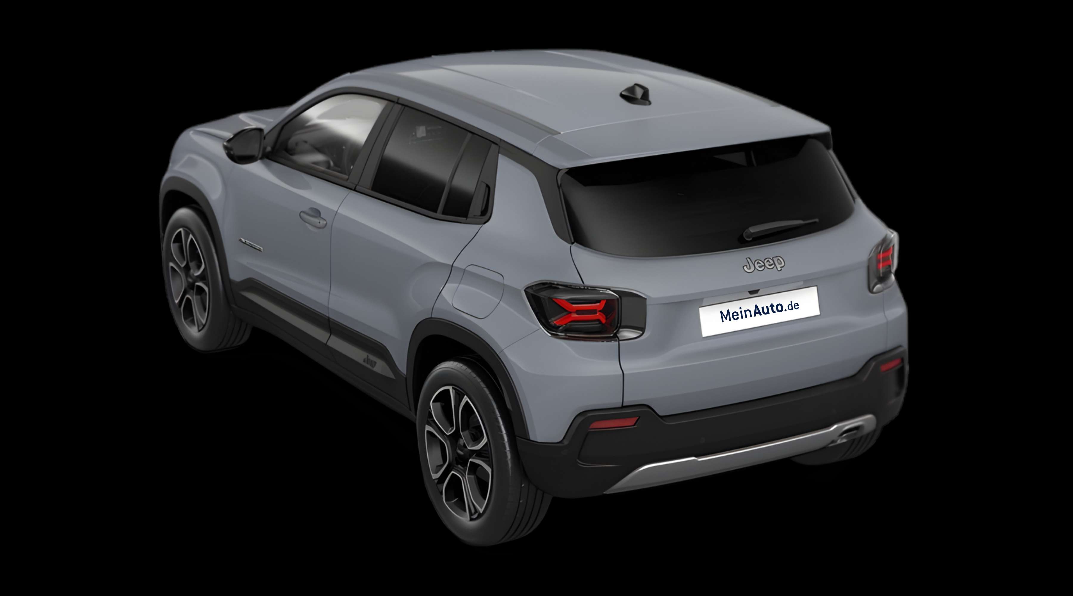 Schräge Heckansicht eines Jeep Avenger, freigestellt