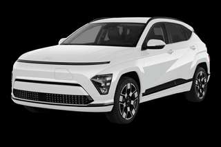 Schräge Frontansicht auf einen Hyundai Kona Elektro Prime, freigestellt