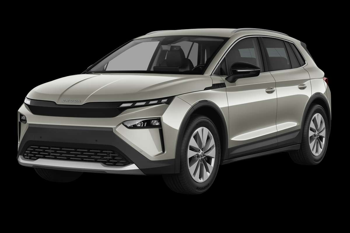 Schräge Frontansicht eines Skoda Elroq, freigestellt