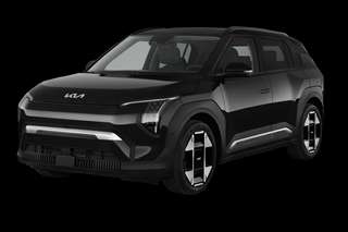 Schräge Frontansicht auf einen Kia EV3 GT-line, freigestellt