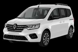 Schräge Frontansicht auf einen Renault Kangoo Techno, freigestellt